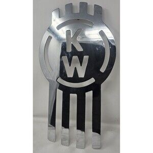 Vtg Kenworth Silver Metal Grille Emblem Tractor Trailer Semi Truck Badge 18.5"